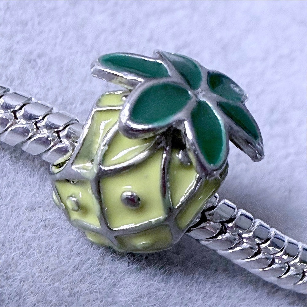 Yellow Pineapple Enamel Fruit Charm Bead fits PANDORA